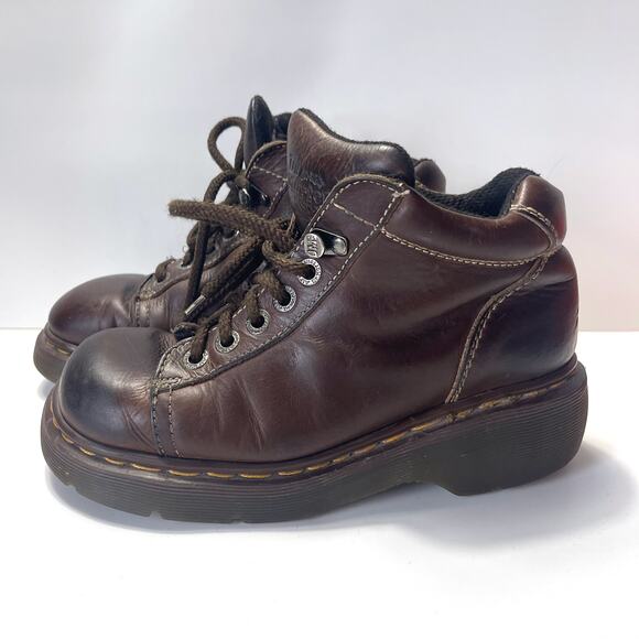 DR MARTENS 8542 England Chunky Platform Leather Ankle Boots in Brown Size 7M/8W - Picture 6 of 13